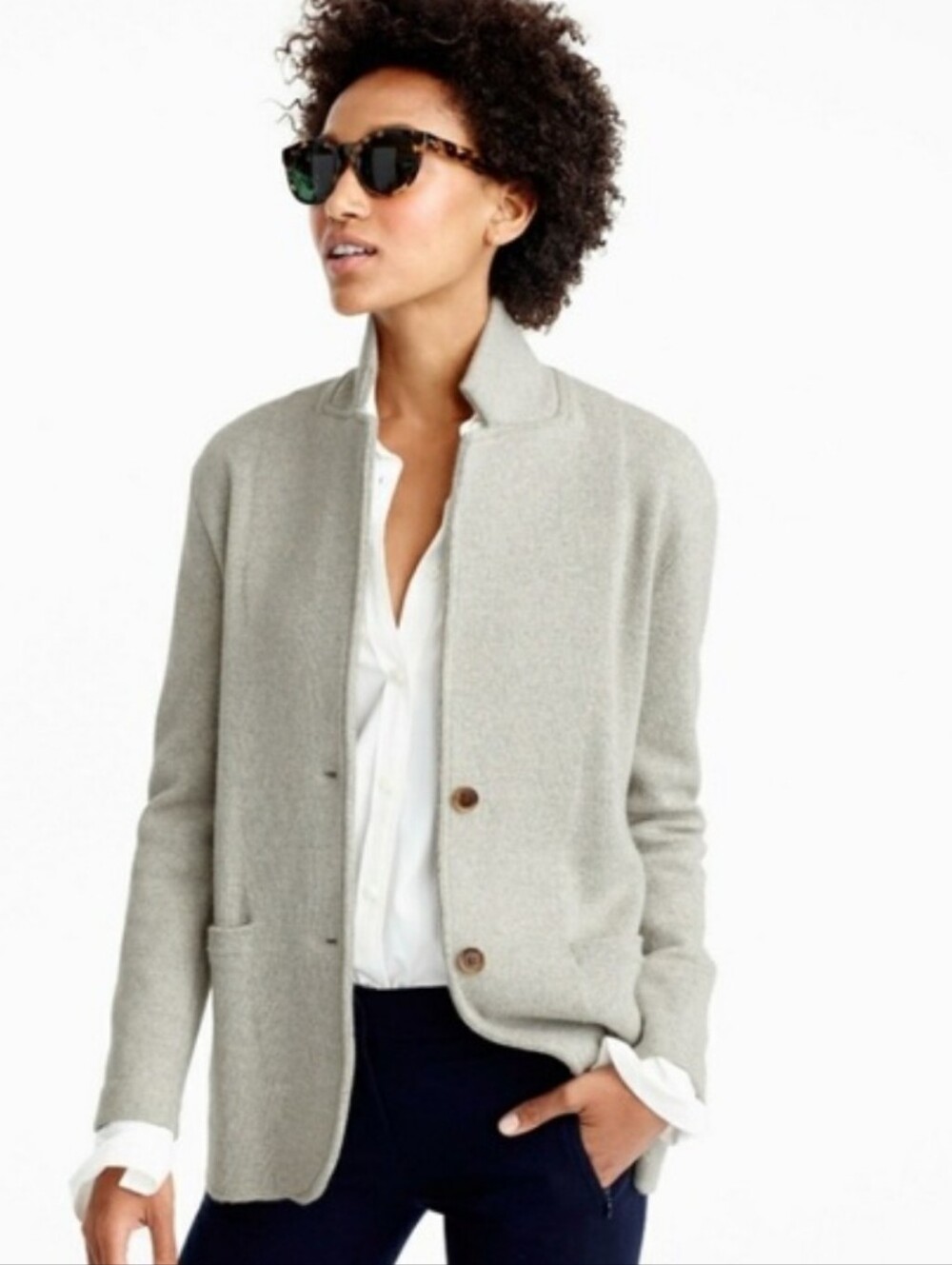J. Crew Merino Sweater Blazer Gray Small